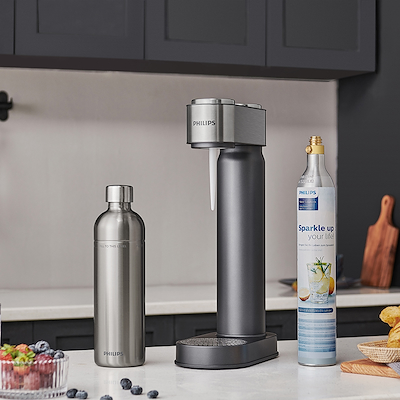 Philips GoZero sodavandsmaskine stål inkl. CO2-flaske