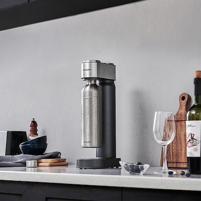 Philips GoZero sodavandsmaskine stål inkl. CO2-flaske