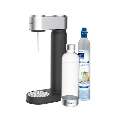 Philips GoZero sodavandsmaskine sort stål inkl. CO2-flaske