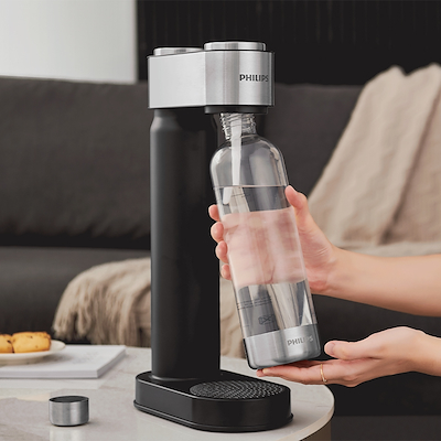 Philips GoZero sodavandsmaskine sort stål inkl. CO2-flaske