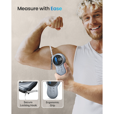 Renpho Smart Tape Measure kropsmålebånd sort L 150 cm