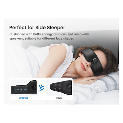Renpho Eyesnooze sovemaske sort 27 cm