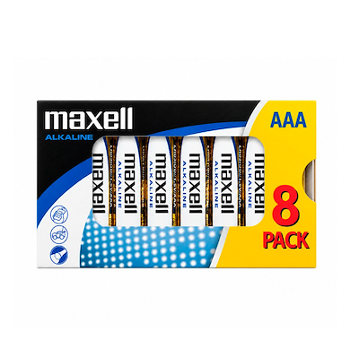 Maxell Alkaline AAA/LR03 batterier 8 stk.