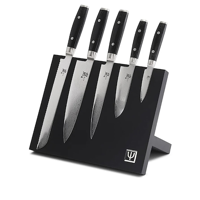 Yaxell Ran magnet bloksæt sort bøg med 5 knive