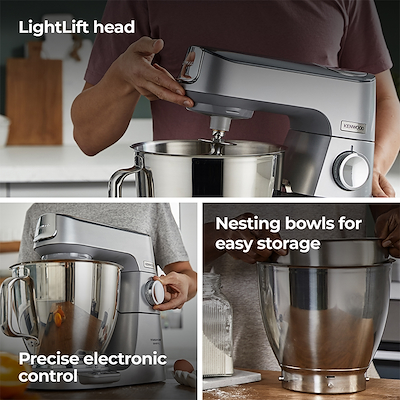 Kenwood Titanium Chef Baker XL Silver KVL85.704SI røremaskine med tilbehør