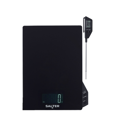 Salter digital køkkenvægt med termometer og timer sort 5 kg