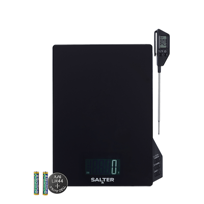 Salter digital køkkenvægt med termometer og timer sort 5 kg