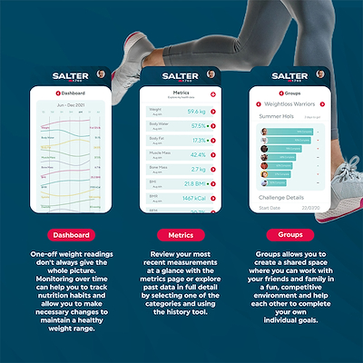 Salter Smart Scale personvægt 180 kg sort