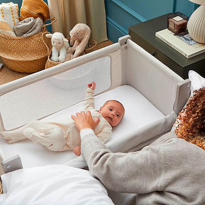 Shnuggle bedside crib air lite taupe