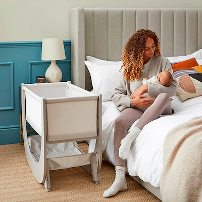 Shnuggle bedside crib air lite taupe