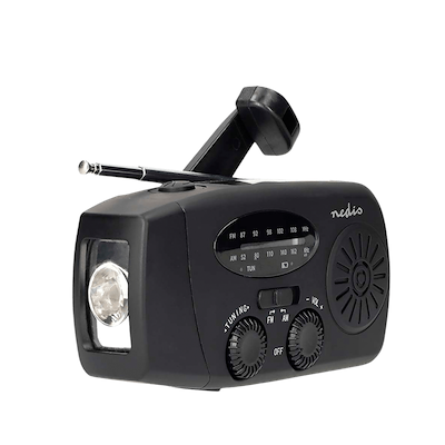 Nedis AM/FM nødradio med håndsving, solpanel og powerbank