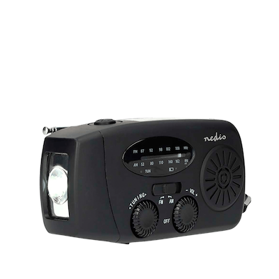 Nedis AM/FM nødradio med håndsving, solpanel og powerbank