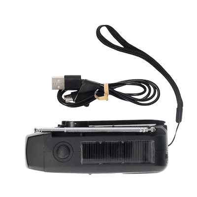 Nedis AM/FM nødradio med håndsving, solpanel og powerbank