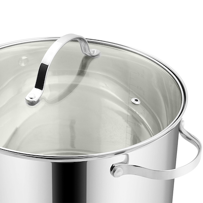 Suppegryde med glaslåg 14 liter uden belægning