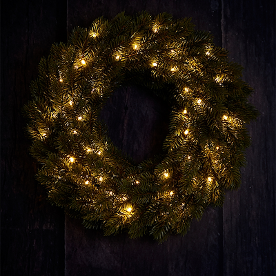 Julekrans med 49 LED lys inkl. timer Ø40 cm
