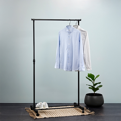 Garderobestativ justerbart sort 81x42x100-170 cm