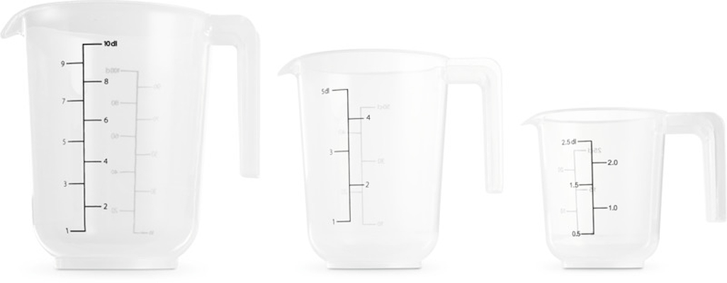 Målekandesæt klar 0,25+0,5+1 liter