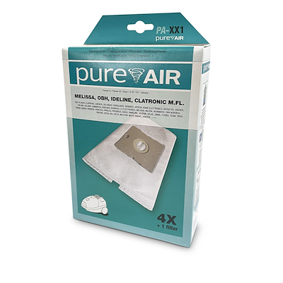PureAir støvsugerposer XX1 OBH, Melissa, Ideline m.fl. 4 stk. + filter