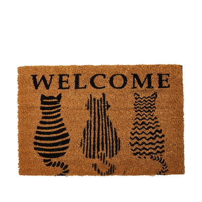 Dørmåtte kokosfibre med katte 40x60 cm