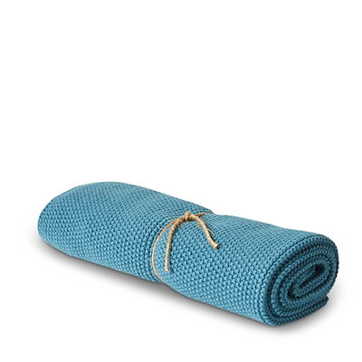 Strikket køkkenhåndklæde blå 60x40 cm