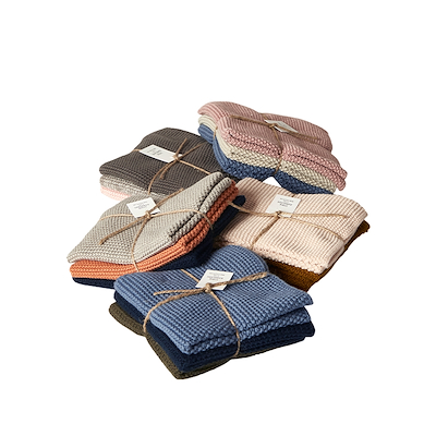 Karklude strik 3 stk. assorterede farver 25x25 cm