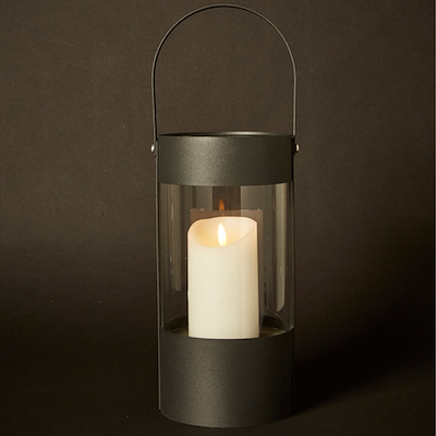 Lanterne cylinder med håndtag metalsort H28 cm