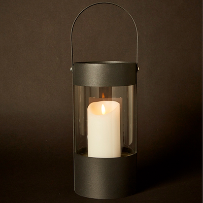 Lanterne cylinder med håndtag metalsort H32 cm