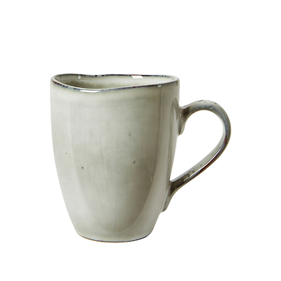 Krus med hank Ø 8 cm lysegrå blank stentøj