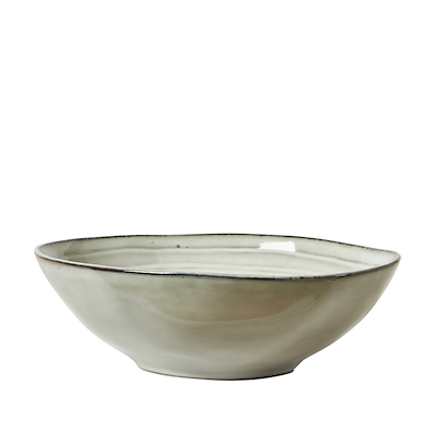 Skål lysegrå blank stentøj 19,8x6,4 cm