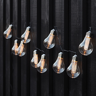 Lyskæde med solceller udendørs 10 pærer