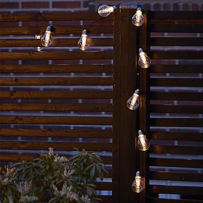 Lyskæde med solceller udendørs 10 pærer