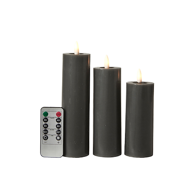 LED bloklys 3 stk. koksgrå