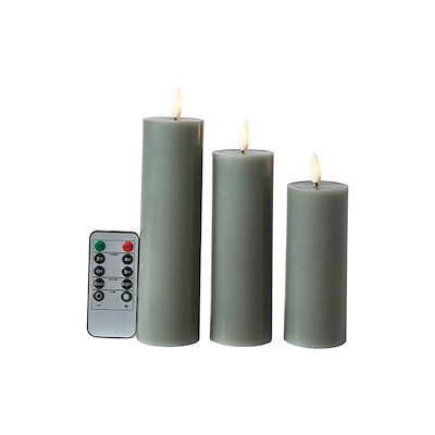 LED bloklys 3 stk. grøn