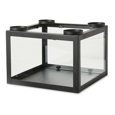 Adventsstage sort metal/glas H16 cm