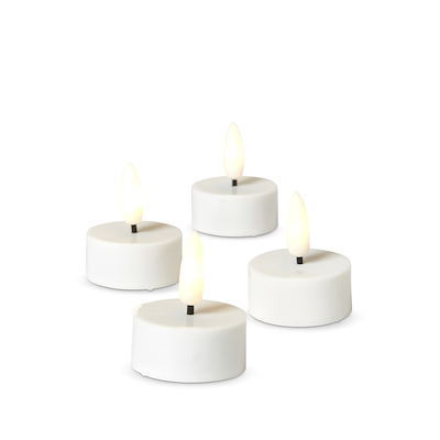 LED fyrfadslys hvid 4 stk.