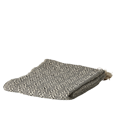 Plaid med frynser i genanvendt bomuld sort/natur 125x150 cm