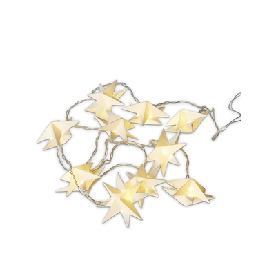 Lyskæde 10 LED papirstjerner indendørs hvid 165 cm