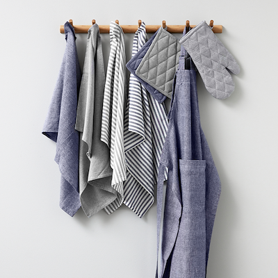 Viskestykke stribet grå 70x50 cm