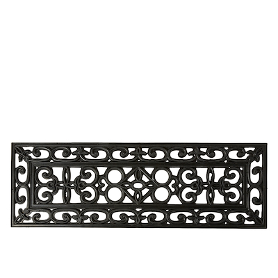 Dørmåtte rektangulær gummimåtte 25x75 cm sort med mønster