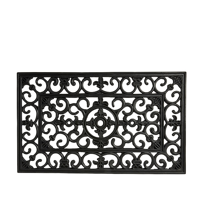 Dørmåtte rektangulær gummimåtte 45x75 cm sort med mønster