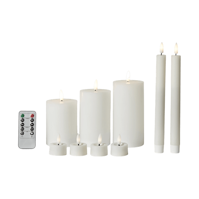 LED lys sæt med fjernbetjening 10 dele hvid