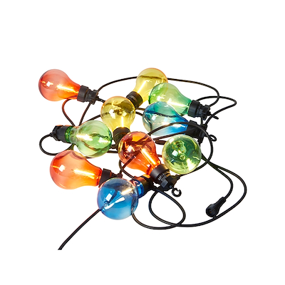 Party light lysekæde med 10 farvede pærer ude & inde