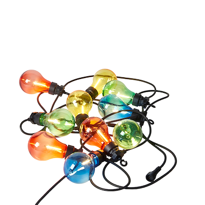 Party light lysekæde med 10 farvede pærer 
