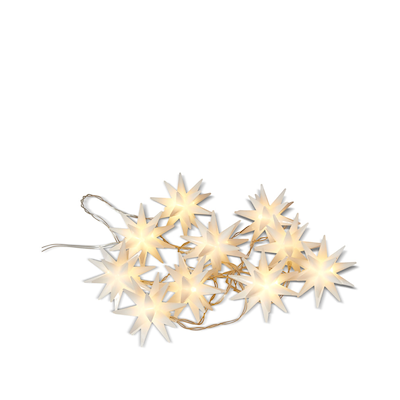 Lyskæde 3D stjerner indendørs varm hvid 180 cm