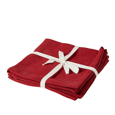 Mundserviet bomuld rød 40x40 cm 4 stk.