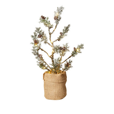 Juletræ med kogler og LED lys 40 cm