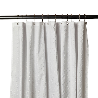 Bruseforhæng inklusiv ringe hvid 180x200 cm