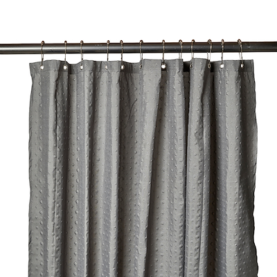 Bruseforhæng inklusiv ringe grå 180x200 cm