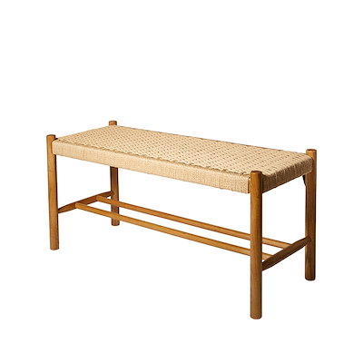 Bænk flet egetræ 90x35x45 cm