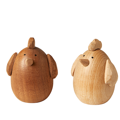 Høne træ natur eller brun 7 cm - assorteret